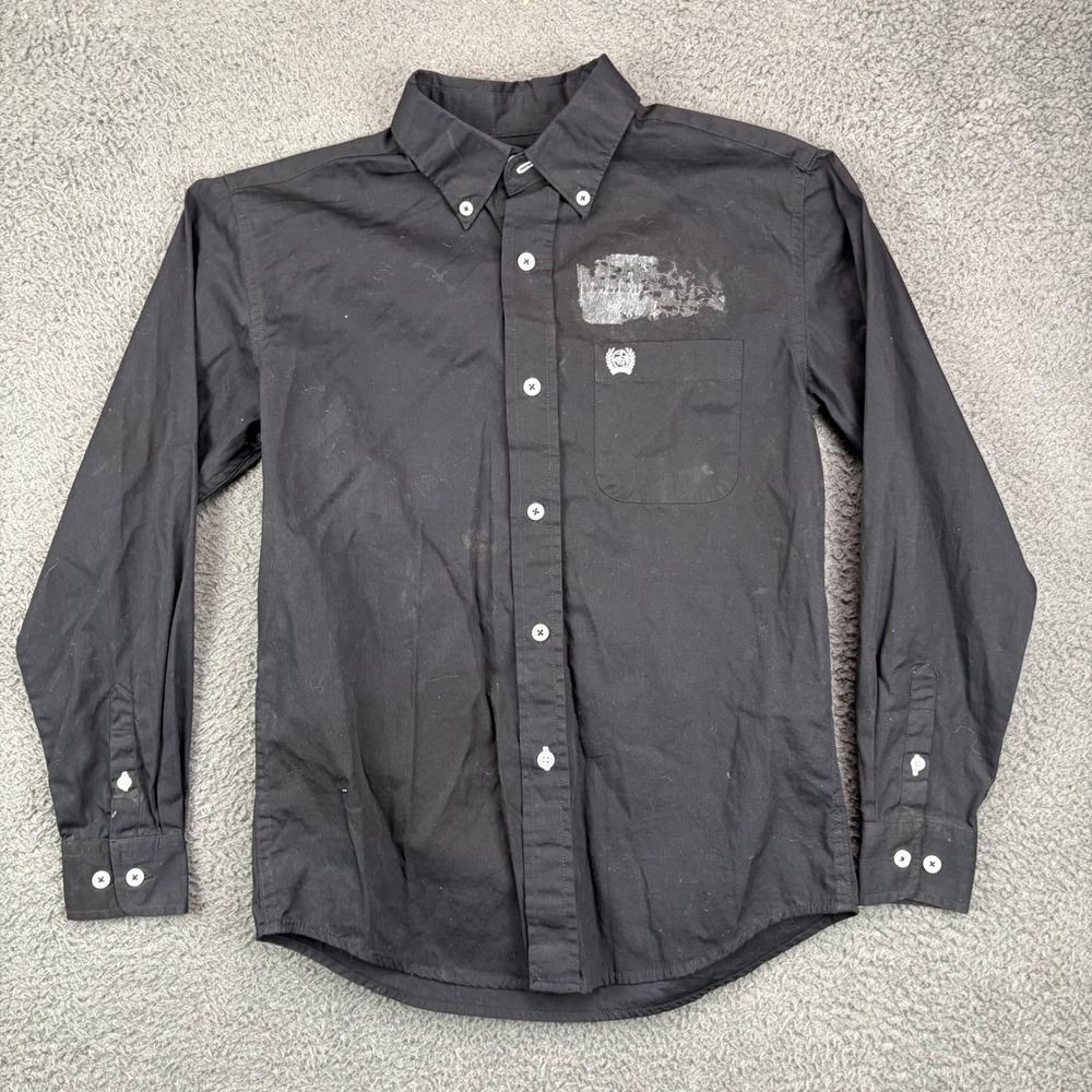 Cinch Kids Boys Black Solid Long Sleeve Button Down Shirt Size M 10 MTW7060161